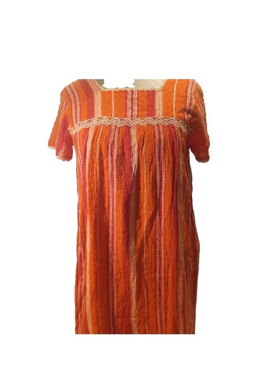 THML Boho Dress Made In India Embroidered Detail Women's XS Orange